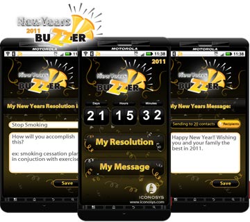 Get a Jump on the New Year: Iconosys Releases New Years Buzzer (Android App)– to Motivate You in 2011!!
