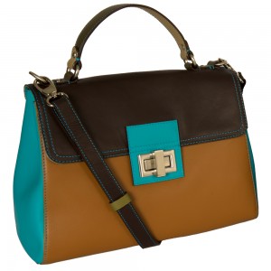 1591-85(3) teal brown tan messenter
