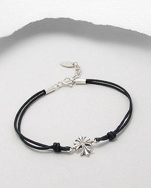 leather cross with peace tag